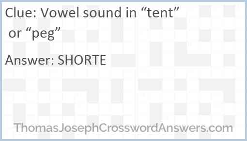 Vowel sound in “tent” or “peg” Answer