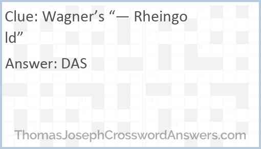 Wagner’s “— Rheingold” Answer