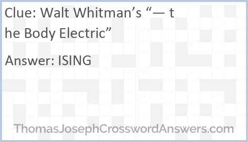 Walt Whitman’s “— the Body Electric” Answer