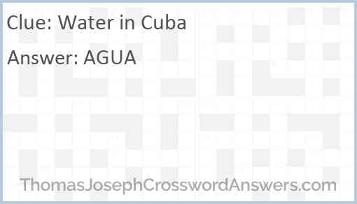 Water in Cuba Answer