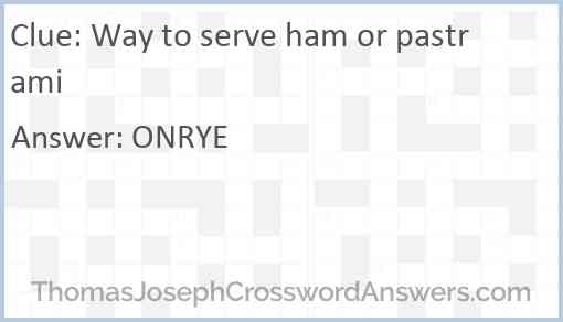 Way to serve ham or pastrami Answer