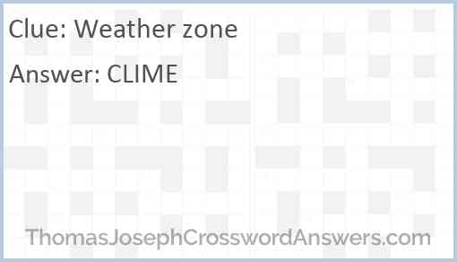 Weather zone Answer