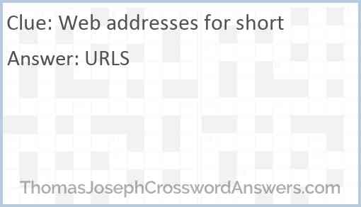 Web addresses for short Answer