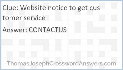 Website notice to get customer service Answer
