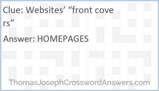 Websites’ “front covers” Answer