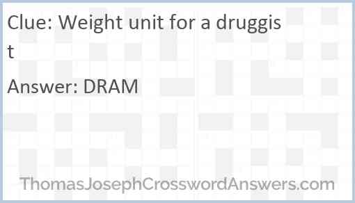 Weight unit for a druggist Answer
