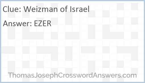 Weizman of Israel Answer