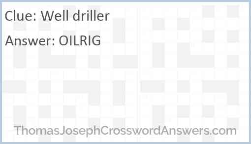 Well driller Answer