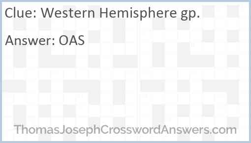 Western Hemisphere gp. Answer