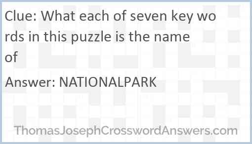 What each of seven key words in this puzzle is the name of Answer
