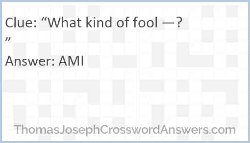 “What kind of fool —?” Answer