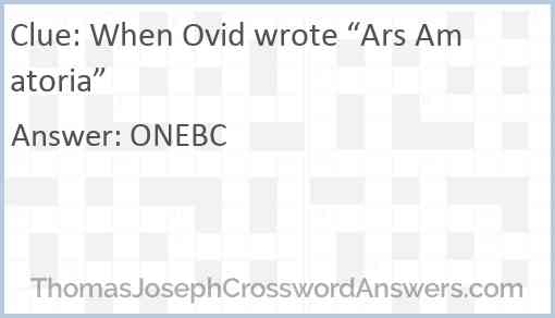 When Ovid wrote “Ars Amatoria” Answer