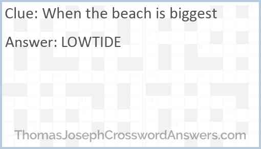 When the beach is biggest Answer