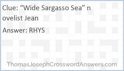 “Wide Sargasso Sea” novelist Jean Answer