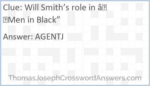 Will Smith’s role in “Men in Black” Answer
