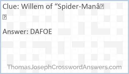 Willem of “Spider-Man” Answer