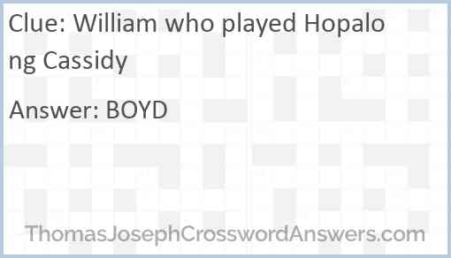 William who played Hopalong Cassidy Answer