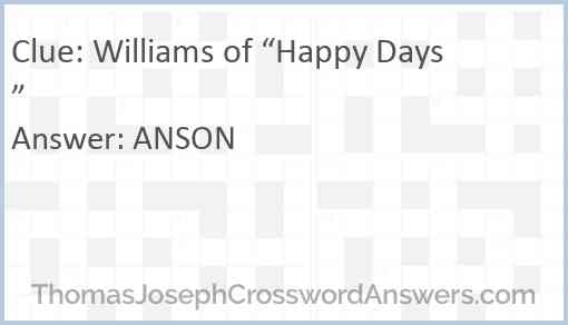 Williams of “Happy Days” Answer