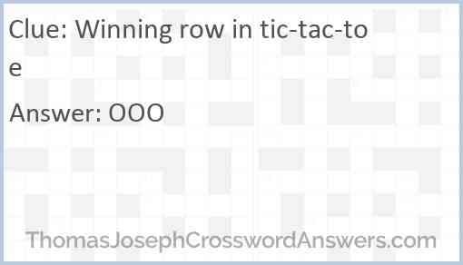 Winning row in tic-tac-toe Answer