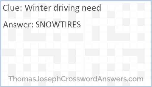 Winter driving need Answer