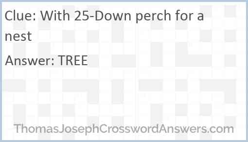 With 25-Down perch for a nest Answer