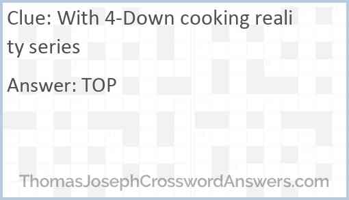 With 4-Down cooking reality series Answer