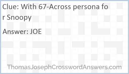 With 67-Across persona for Snoopy Answer