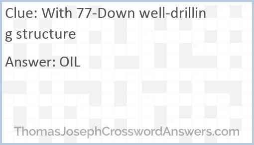 With 77-Down well-drilling structure Answer