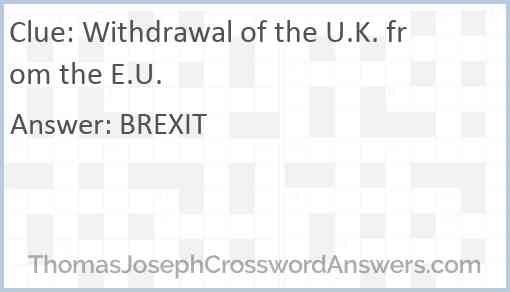 Withdrawal of the U.K. from the E.U. Answer