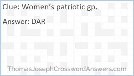 Women’s patriotic gp. Answer