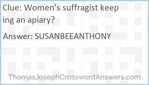 Women’s suffragist keeping an apiary? Answer