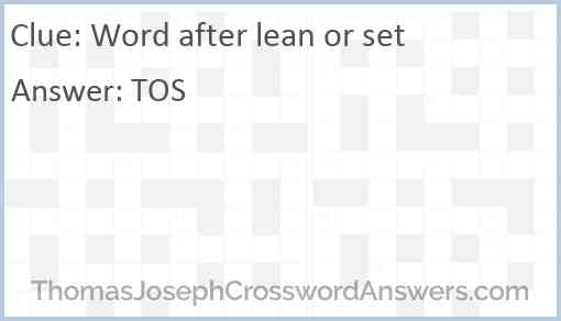 Word after lean or set Answer
