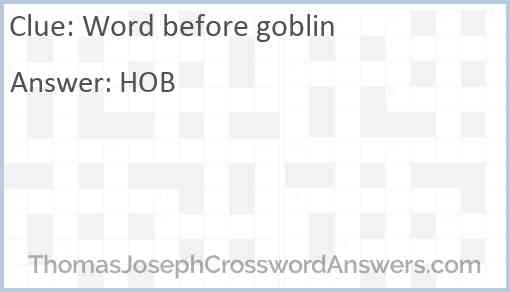 Word before goblin Answer