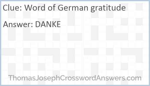 Word of German gratitude Answer