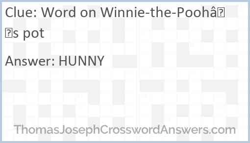 Word on Winnie-the-Pooh’s pot Answer