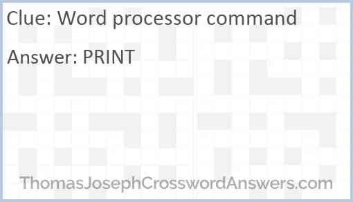 Word processor command Answer