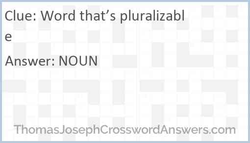Word that’s pluralizable Answer