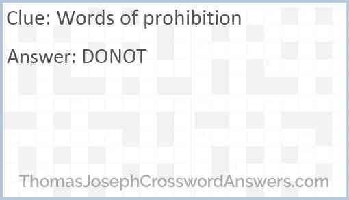 Words of prohibition Answer