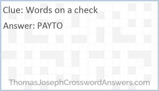 Words on a check Answer