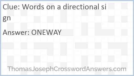 Words on a directional sign Answer