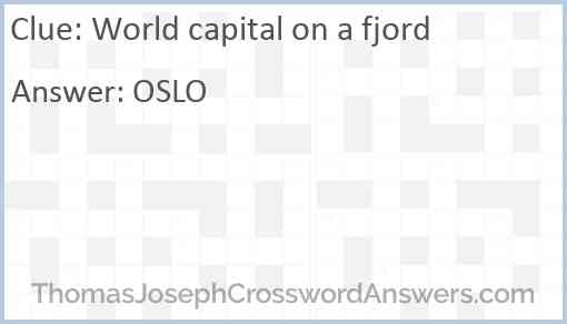 World capital on a fjord Answer