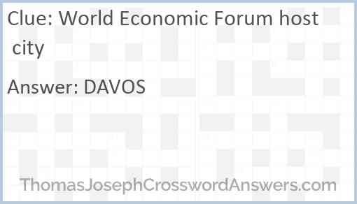 World Economic Forum host city Answer