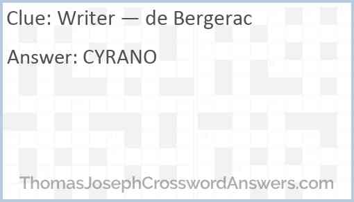 Writer — de Bergerac Answer
