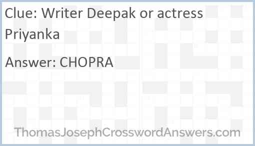 Writer Deepak or actress Priyanka Answer