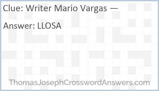 Writer Mario Vargas — Answer