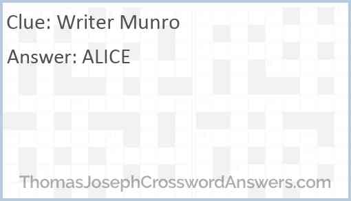 Writer Munro Answer