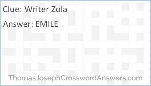 Writer Zola Answer
