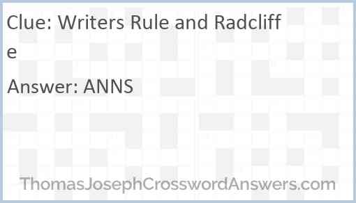 Writers Rule and Radcliffe Answer