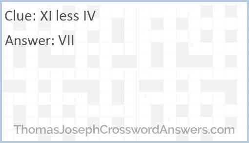 XI less IV Answer