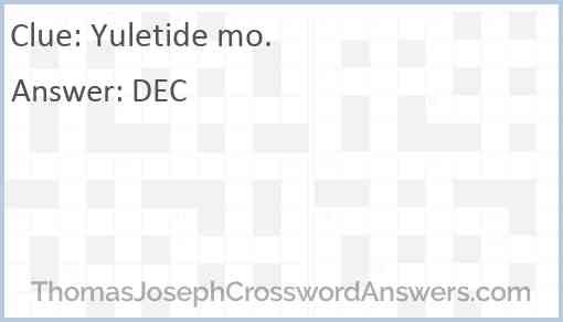 Yuletide mo. Answer